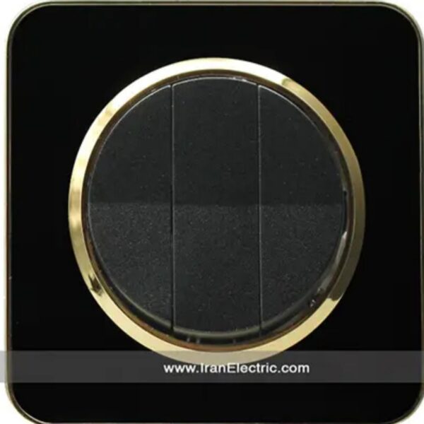کلید سه پل ایران مدل اسپیناس (قاب رویه طرح متال طلایی پلکسی مشکی میانی مشکی )