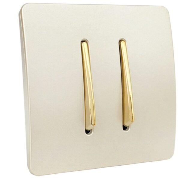 کلید دو پل آسیا الکتریک مدل کریستال (قاب دور کرم میانی طلایی)