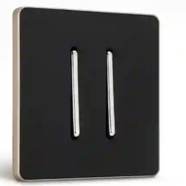 کلید دو پل آسیا الکتریک مدل یاقوت (قاب دور مشکی میانی نقره ای)