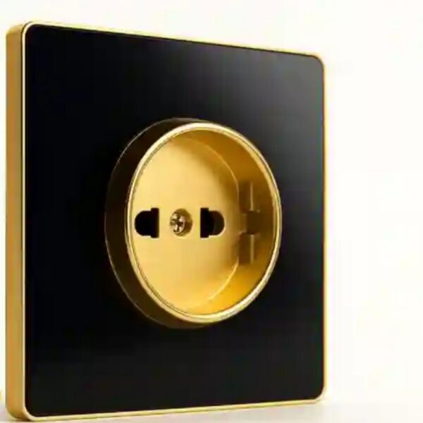 پریز برق آسیا الکتریک مدل یاقوت (قاب دور مشکی میانی طلایی)