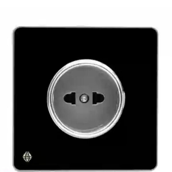 پریز برق آسیا الکتریک مدل یاقوت (قاب دور مشکی میانی نقره ای)