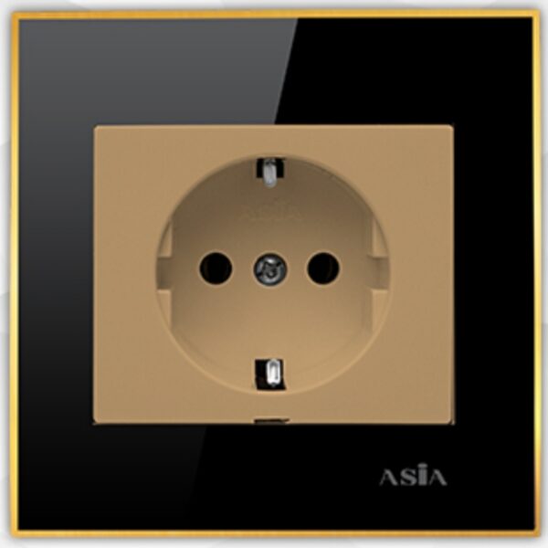 پریز برق ارتدار آسیا الکتریک مدل نگین مشکی