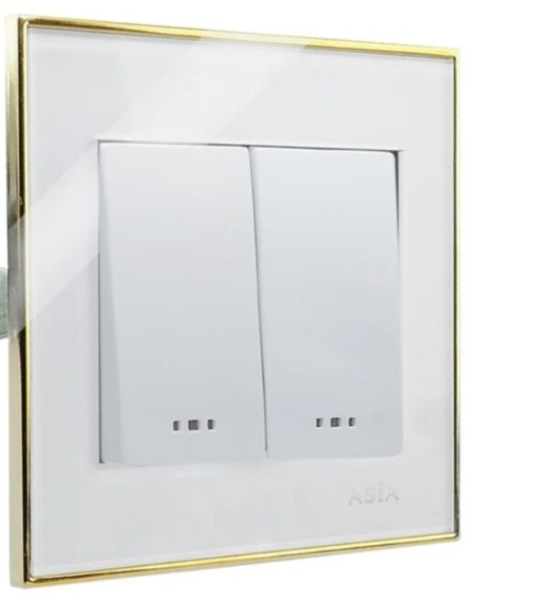 کلید دو پل آسیا الکتریک مدل نگین سفید