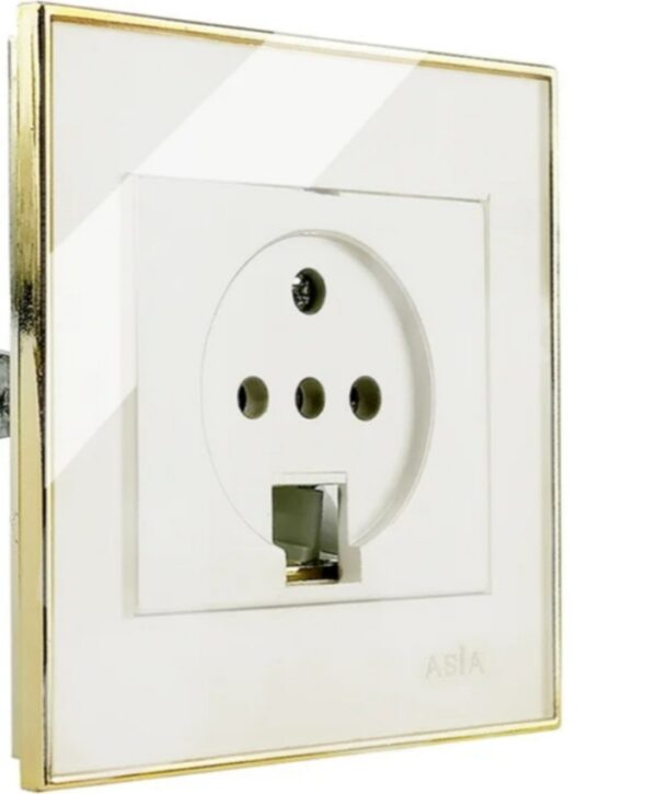 پریز تلفن دو منظوره آسیا الکتریک مدل نگین سفید